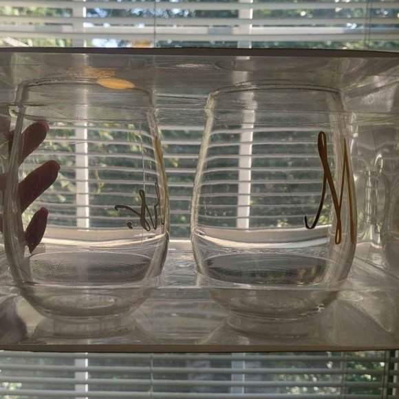 Mr & Mrs Stemless Wine Glasses - Picture 1 of 2